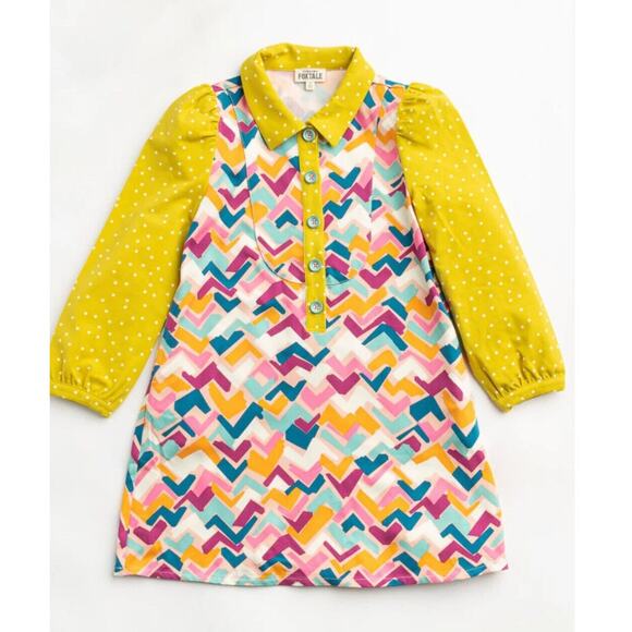 NEW Finding Foxtale Girls Artist Dress Size 8 Limon Pink Retro Colorful $58 - Picture 3 of 11